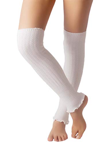 iB-iP Mujer Calentadores Calcetines Botas Ballet Warmers Largos Danza Polainas, Tamaño: Talla única, De blanco