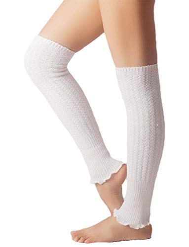 iB-iP Mujer Calentadores Calcetines Botas Ballet Warmers Largos Danza Polainas, Tamaño: Talla única, De blanco