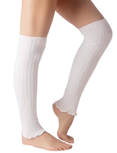 iB-iP Mujer Calentadores Calcetines Botas Ballet Warmers Largos Danza Polainas, Tamaño: Talla única, De blanco