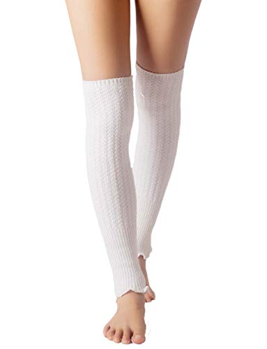 iB-iP Mujer Calentadores Calcetines Botas Ballet Warmers Largos Danza Polainas, Tamaño: Talla única, De blanco