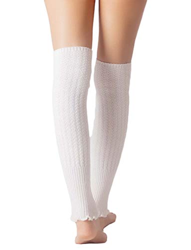 iB-iP Mujer Calentadores Calcetines Botas Ballet Warmers Largos Danza Polainas, Tamaño: Talla única, De blanco