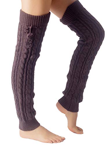 iB-iP Mujer Calentadores Calcetines Botas Pompom Warmers Largos Danza Polainas, Tamaño: Talla única, Gris cálido