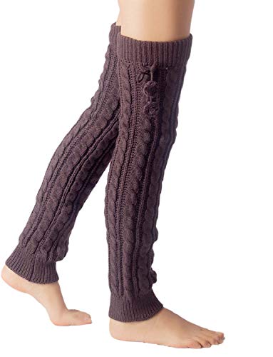 iB-iP Mujer Calentadores Calcetines Botas Pompom Warmers Largos Danza Polainas, Tamaño: Talla única, Gris cálido