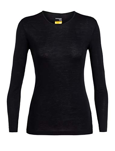 Icebreaker Wmns 175 Everyday LS Crewe Camiseta Térmica para Mujer, Black, S