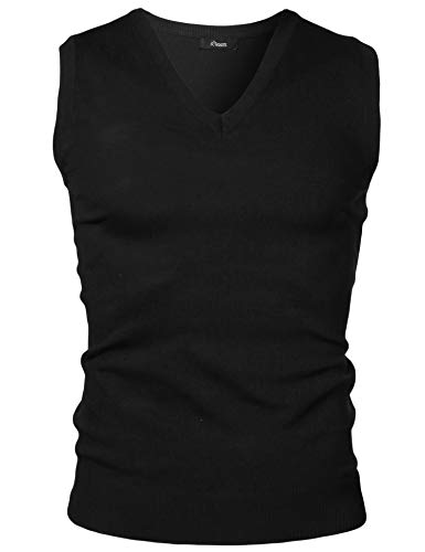 iClosam Chaleco SuéTer para Hombre AlgodóN V-Neck Esencial Jersey Sin Mangas Rebecas Chaqueta Pullover Invierno