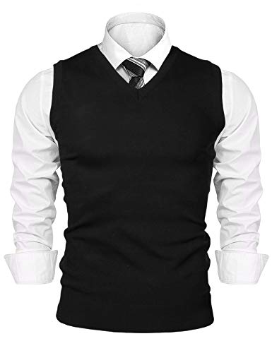 iClosam Chaleco SuéTer para Hombre AlgodóN V-Neck Esencial Jersey Sin Mangas Rebecas Chaqueta Pullover Invierno