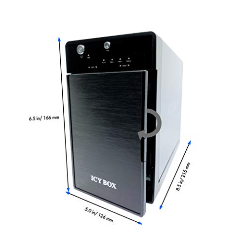 Icy Box Caja Externa de 2 bahías (Raid 0/1, Single, JBOD) para 2 Discos Duros SATA i, II, III de 3,5", conexión USB 3.0 (UASP) y eSATA, Ventilador Inteligente