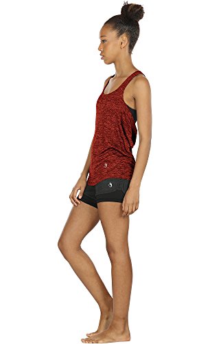 icyzone 2 en 1 Camiseta de Fitness Deportiva de Tirantes para Mujer Cruzado Deportivo -S-Burnt Ochre