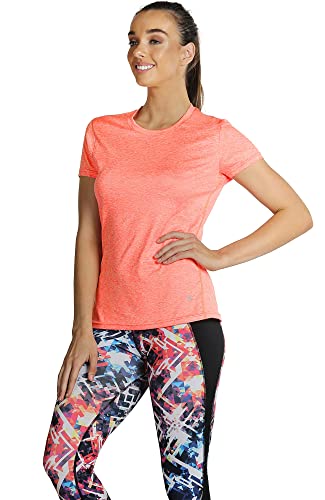 icyzone Camiseta de Fitness de Manga Corta para Mujer (L, Naranja)