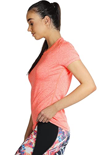 icyzone Camiseta de Fitness de Manga Corta para Mujer (L, Naranja)