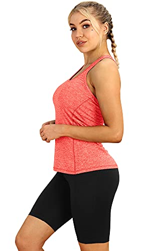 icyzone Camiseta de Tirantes Fitness Deportiva Mujer (L, Naranja)