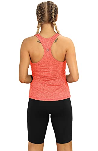 icyzone Camiseta de Tirantes Fitness Deportiva Mujer (L, Naranja)