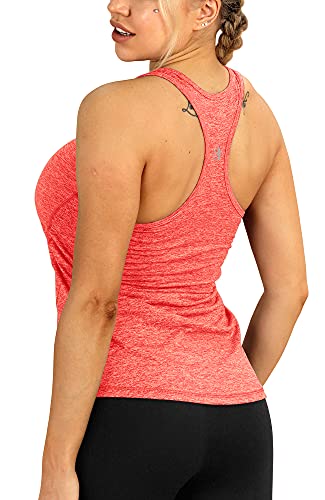 icyzone Camiseta de Tirantes Fitness Deportiva Mujer (L, Naranja)