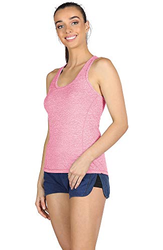 icyzone Camiseta de Tirantes Fitness Deportiva Mujer, Pack de 3 (M, Carboncillo/Jam/Rosado)