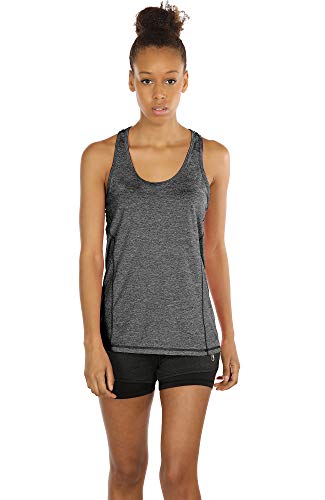 icyzone Camiseta de Tirantes Fitness Deportiva Mujer, Pack de 3 (M, Carboncillo/Jam/Rosado)