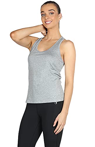 icyzone Camiseta de Tirantes Fitness Deportiva Mujer, Pack de 3 (M, Granito/Azul/Naranja)