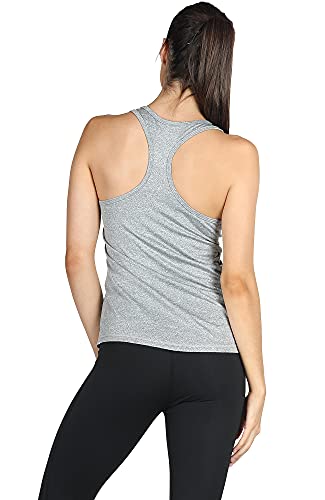 icyzone Camiseta de Tirantes Fitness Deportiva Mujer, Pack de 3 (M, Granito/Azul/Naranja)