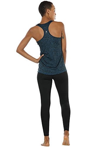 icyzone Camiseta de Tirantes Fitness Deportiva Mujer, Pack de 3 (XS, Azul Real/Morado/Carboncillo)