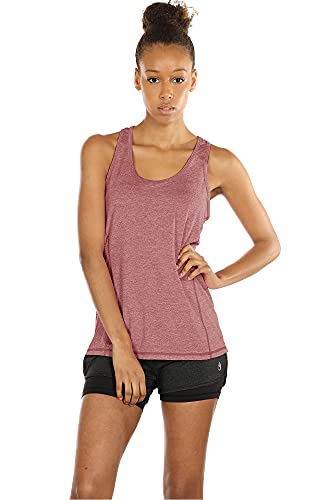 icyzone Camiseta de Tirantes Fitness Deportiva Mujer, Pack de 3 (XS, Carboncillo/Borgoña/Césped Verde)