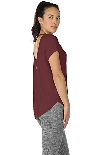 icyzone Camiseta de Yoga Deportiva de Suelta Transpirable de Manga Corta de Espalda Abierta para Mujer,Pack de 2 -M-