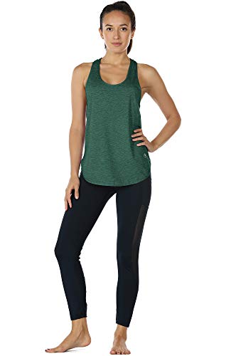 icyzone Camiseta sin Mangas de Fitness para Mujer Racerback Chaleco Deportivo (M, Ejercito Verde)