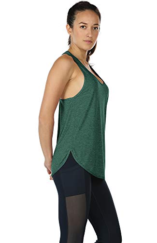 icyzone Camiseta sin Mangas de Fitness para Mujer Racerback Chaleco Deportivo (M, Ejercito Verde)