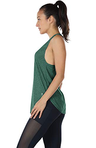 icyzone Camiseta sin Mangas de Fitness para Mujer Racerback Chaleco Deportivo (M, Ejercito Verde)