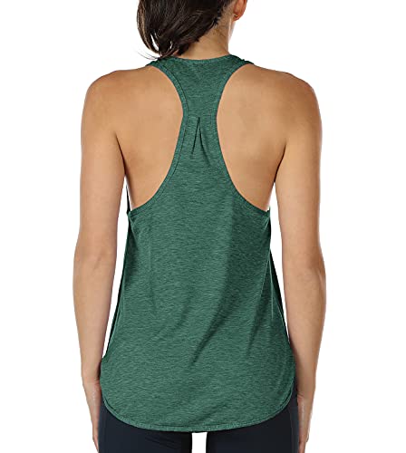 icyzone Camiseta sin Mangas de Fitness para Mujer Racerback Chaleco Deportivo (M, Ejercito Verde)