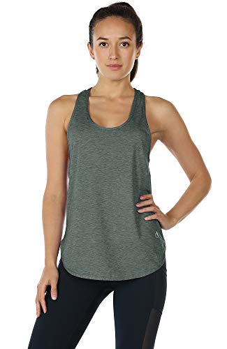 icyzone Camiseta sin Mangas de Fitness para Mujer Racerback Chaleco Deportivo, Pack de 2 (S, Pino Ahumado/Naranja Polvoriento)