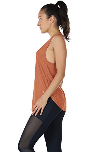 icyzone Camiseta sin Mangas de Fitness para Mujer Racerback Chaleco Deportivo, Pack de 2 (S, Pino Ahumado/Naranja Polvoriento)