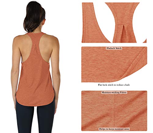 icyzone Camiseta sin Mangas de Fitness para Mujer Racerback Chaleco Deportivo, Pack de 2 (S, Pino Ahumado/Naranja Polvoriento)