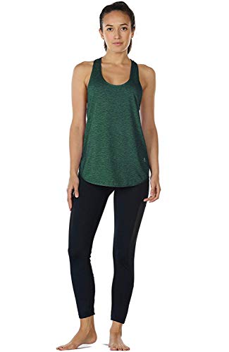 icyzone Camiseta sin Mangas de Fitness para Mujer Racerback Chaleco Deportivo, Pack de 2 (XL, Carboncillo/Ejercito Verde)