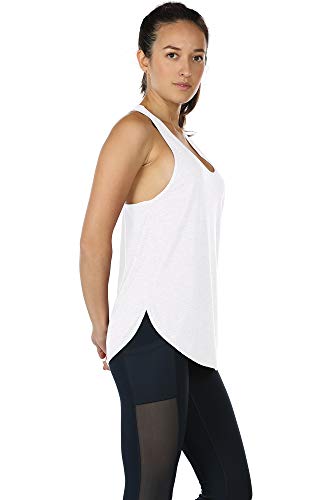 icyzone Camiseta sin Mangas de Fitness para Mujer Racerback Chaleco Deportivo (XS, Blanco)