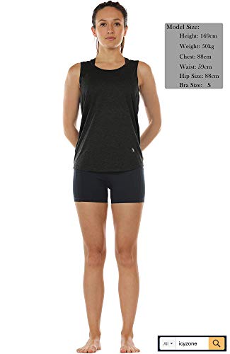 icyzone Chaleco Deportivo y Ocio de Espalda Abierta para Mujer (M, Negro)