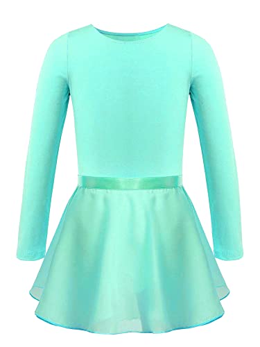 IEFIEL Maillot Ballet Niña Manga Larga Vestido de Danza Ballet de 2 Piezas Body+Falda Corta Maillot Patinaje Artistico Niña Ropa Ballet Verde 7-8 años