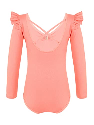 IEFIEL Maillot de Danza Ballet para Niña Maillot de Gimnasia Ritmica Body de Danza Clásica Disfraz de Bailarina Niña Ropa Ballet Niña T Naranja 3-4 años