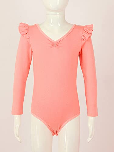 IEFIEL Maillot de Danza Ballet para Niña Maillot de Gimnasia Ritmica Body de Danza Clásica Disfraz de Bailarina Niña Ropa Ballet Niña T Naranja 3-4 años