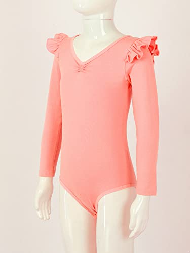 IEFIEL Maillot de Danza Ballet para Niña Maillot de Gimnasia Ritmica Body de Danza Clásica Disfraz de Bailarina Niña Ropa Ballet Niña T Naranja 3-4 años