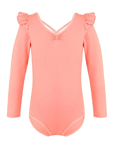 IEFIEL Maillot de Danza Ballet para Niña Maillot de Gimnasia Ritmica Body de Danza Clásica Disfraz de Bailarina Niña Ropa Ballet Niña T Naranja 3-4 años