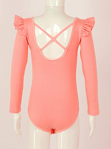 IEFIEL Maillot de Danza Ballet para Niña Maillot de Gimnasia Ritmica Body de Danza Clásica Disfraz de Bailarina Niña Ropa Ballet Niña T Naranja 3-4 años