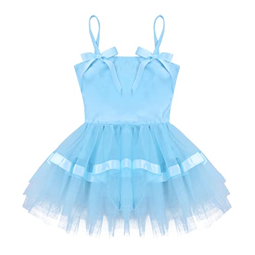 IEFIEL Maillot de Danza Ballet para Niña Maillot Tutú de Gimnasia Ritmica Niña Body Elegante de Danza Clásica Disfraz de Bailarina Ropa de Ballet S Azul 7-8 años