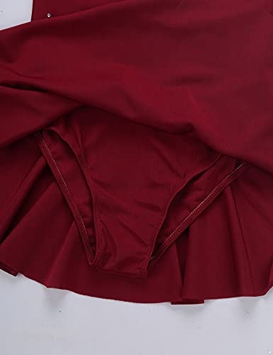 IEFIEL Maillot de Danza Ballet para Niña Vestido Brillante de Gimnasia Ritmica Niña Sin Manga Vestido de Patinaje Artistico Disfraz Bailarina Niña Rojo Vino 10 años