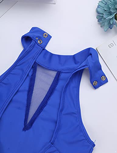 IEFIEL Maillot de Patinaje Artistico Niña Maillot Brillantes Gimnasia Ritmica Vestido Sin Manga de Danza Ballet Disfraz de Bailarina Traje Ballet Niña Azul 12 años