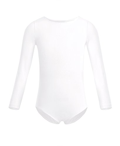 IEFIEL Maillot Manga Larga con Falda de Danza Ballet para Niña Maillot de Danza Moderna Mono Elástico de Gimnasia Ritmica Disfraz de Bailarina Niña Ivory 7-8 años