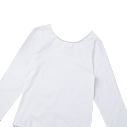 IEFIEL Maillot Manga Larga con Falda de Danza Ballet para Niña Maillot de Danza Moderna Mono Elástico de Gimnasia Ritmica Disfraz de Bailarina Niña Ivory 7-8 años