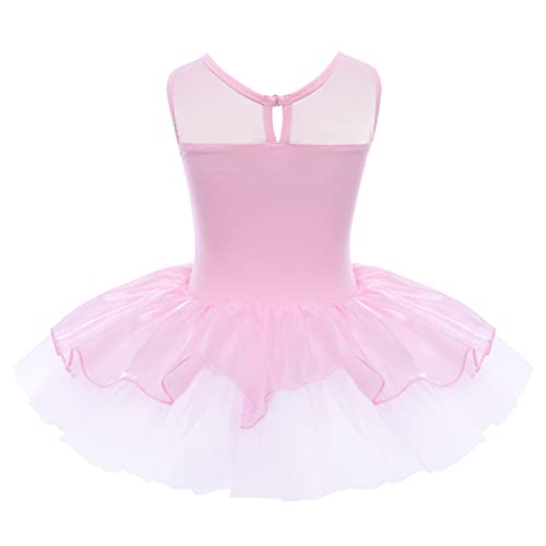 IEFIEL Vestido de Danza Ballet Niña Vestido Princesa de Patinaje Artistico Sin Manga Maillot Tutú de Danza Clásica Disfraz de Bailarina Niña 3-14 años Rosa 14 años