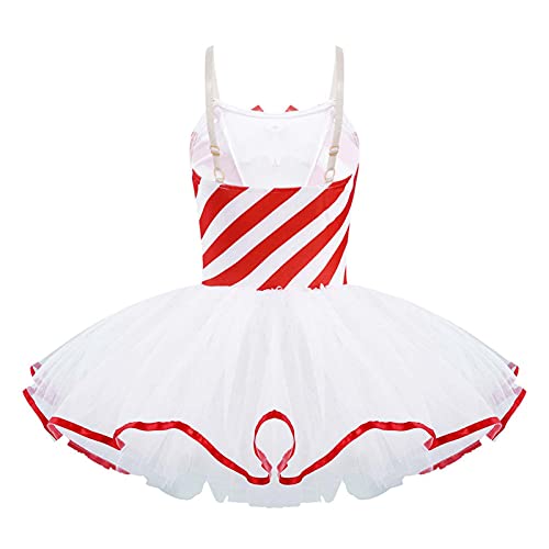 IEFIEL Vestido de Danza Ballet para Niña Maillot Lentejuelas Tutú de Patinaje Artistico Vestido Sin Manga de Danza Clásica Disfraz Bailarina Niña T Rojo 9-10 años