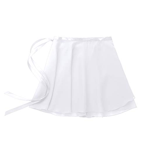 iiniim Falda de Gasa con Lazo para Niña Falda de Abrigo de Ballet Baile Danza Mujer Skate Wrap para Maillot Ballet Falda Clasica Ropa de Ballet Basico Blanco Talla Única