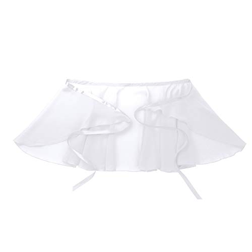 iiniim Falda de Gasa con Lazo para Niña Falda de Abrigo de Ballet Baile Danza Mujer Skate Wrap para Maillot Ballet Falda Clasica Ropa de Ballet Basico Blanco Talla Única