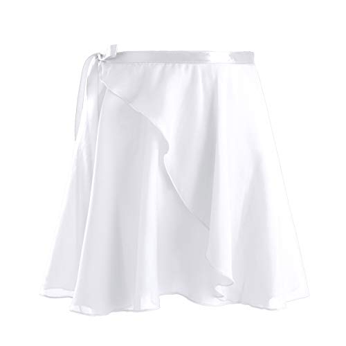 iiniim Falda de Gasa con Lazo para Niña Falda de Abrigo de Ballet Baile Danza Mujer Skate Wrap para Maillot Ballet Falda Clasica Ropa de Ballet Basico Blanco Talla Única